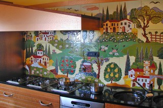 キッチンにタイルアート