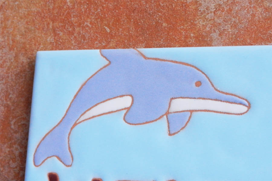 イルカとイカリのタイル表札